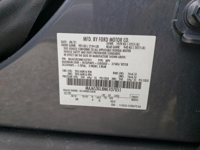 MAJ6S3GL8MC437051 - 2021 FORD ECOSPORT SE 灰色 照片 14