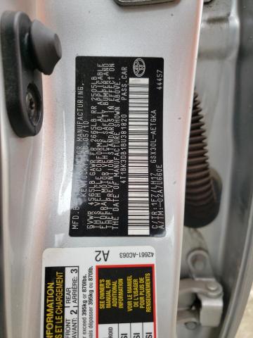 4T1BK3DB1BU381820 - 2011 TOYOTA AVALON BASE 银色 照片 12