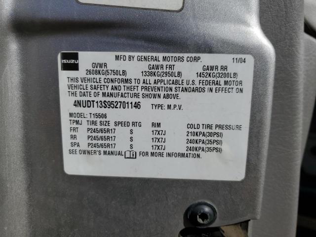 4NUDT13S952701146 - 2005 ISUZU ASCENDER S 银色 照片 12