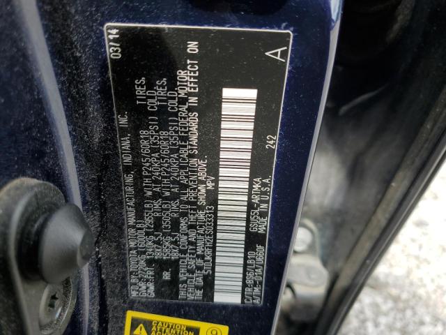 5TDJKRFH2ES033313 - 2014 TOYOTA HIGHLANDER XLE BLUE photo 13