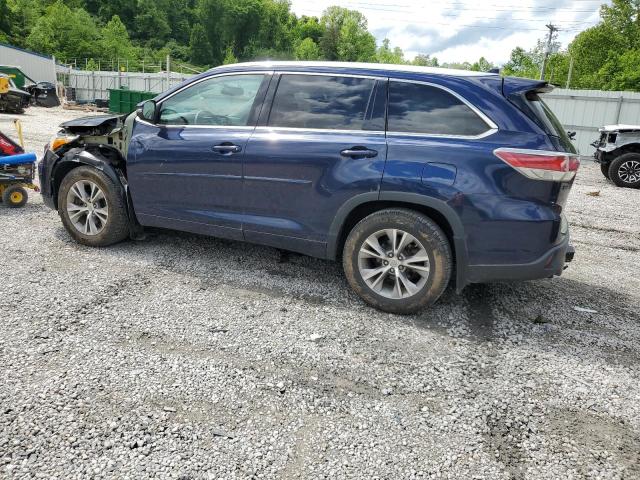 5TDJKRFH2ES033313 - 2014 TOYOTA HIGHLANDER XLE BLUE photo 2