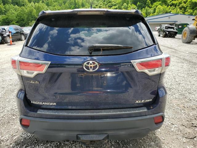5TDJKRFH2ES033313 - 2014 TOYOTA HIGHLANDER XLE BLUE photo 6