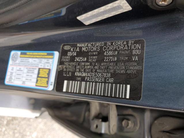 KNAGM4AD1E5067838 - 2014 KIA OPTIMA HYBRID BLUE photo 12