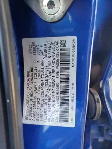 2HGFC2F82LH570500 - 2020 HONDA CIVIC SPORT 蓝色 照片 13
