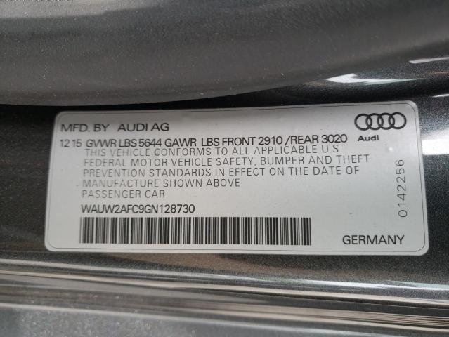 WAUW2AFC9GN128730 - 2016 AUDI S7 PRESTIGE GRAY photo 12