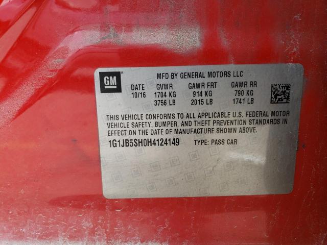 1G1JB5SH0H4124149 - 2017 CHEVROLET SONIC LS RED photo 12