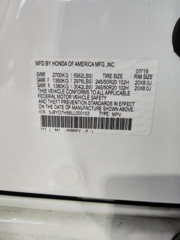 5J8YD7H56LL000153 - 2020 ACURA MDX SPORT HYBRID TECHNOLOGY WHITE photo 13