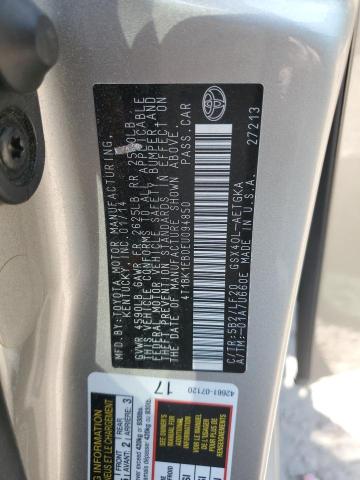 4T1BK1EB0EU094850 - 2014 TOYOTA AVALON BASE SILVER photo 12