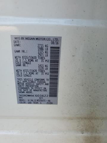 5N1DR2MM4HC603622 - 2017 NISSAN PATHFINDER S WHITE photo 13