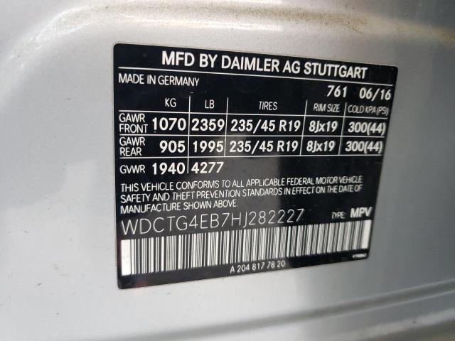 WDCTG4EB7HJ282227 - 2017 MERCEDES-BENZ GLA 250 Күміс фото 13