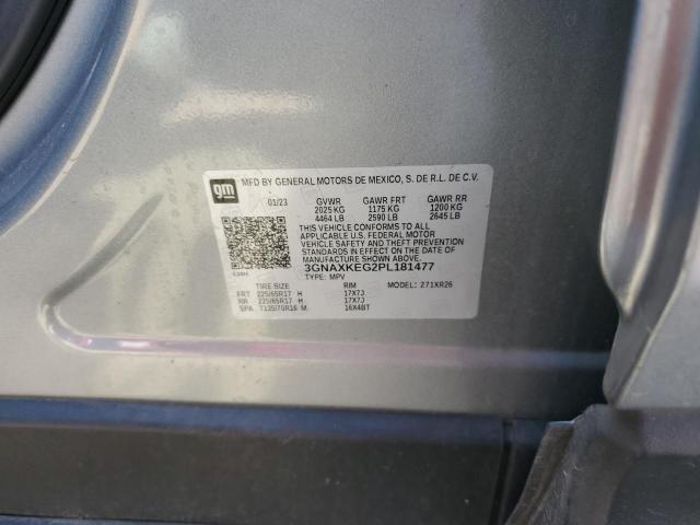 3GNAXKEG2PL181477 - 2023 CHEVROLET EQUINOX LT GRAY photo 12