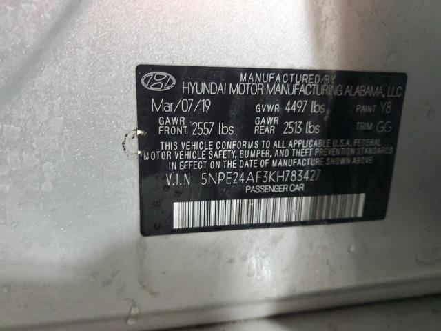 5NPE24AF3KH783427 - 2019 HYUNDAI SONATA SE SILVER photo 13