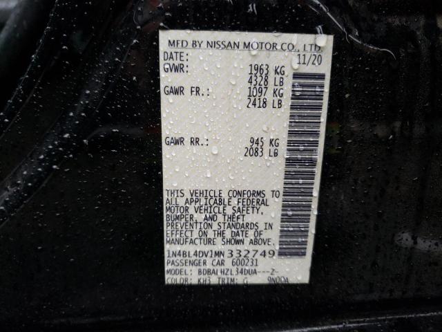 1N4BL4DV1MN332749 - 2021 NISSAN ALTIMA SV BLACK photo 13