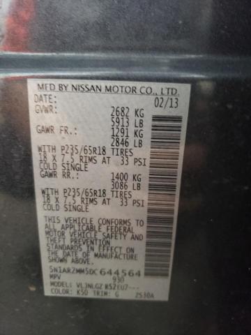 5N1AR2MM5DC644564 - 2013 NISSAN PATHFINDER S GRAY photo 14