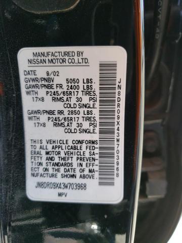 JN8DR09X43W703968 - 2003 NISSAN PATHFINDER LE BLACK photo 13