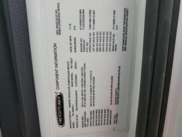 3AKJHPDV5LSLH0576 - 2020 FREIGHTLINER CASCADIA 1 Սպիտակ լուսանկար 10