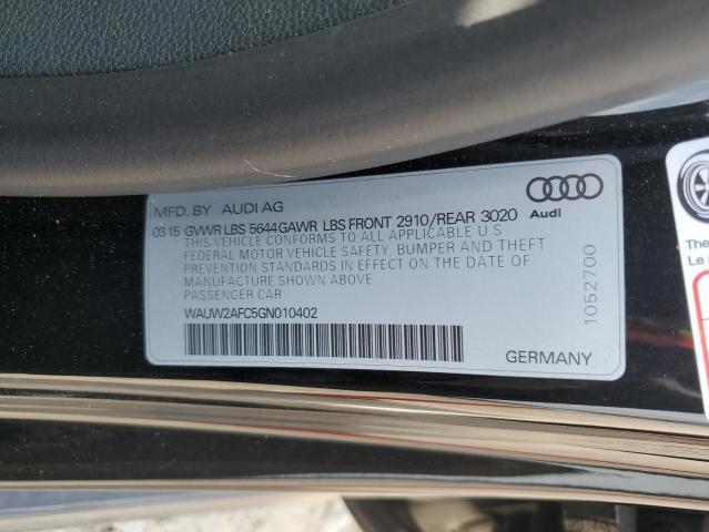 WAUW2AFC5GN010402 - 2016 AUDI S7 PRESTIGE BLACK photo 12