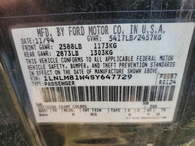 1LNLM81W4SY647729 - 1995 LINCOLN TOWN CAR EXECUTIVE BLACK photo 12