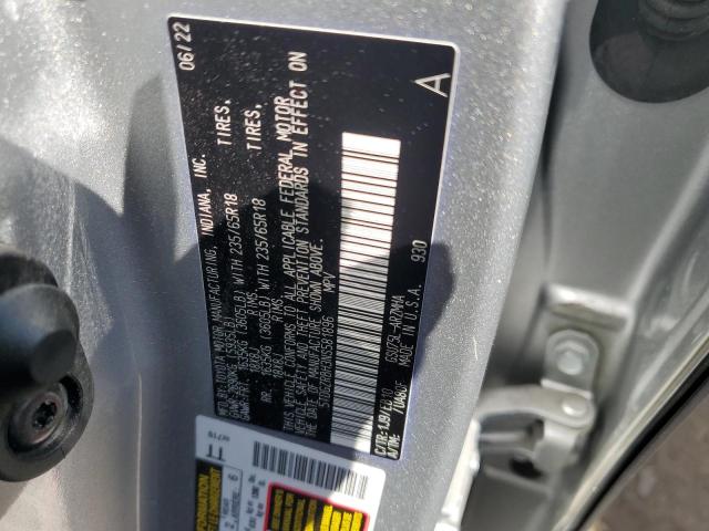 5TDGZRBH3NS581896 - 2022 TOYOTA HIGHLANDER XLE SILVER photo 13