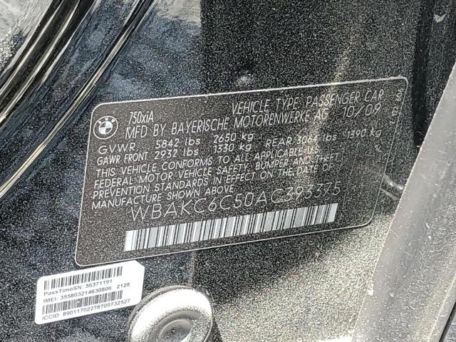 WBAKC6C50AC393375 - 2010 BMW 750 I XDRIVE BLACK photo 12