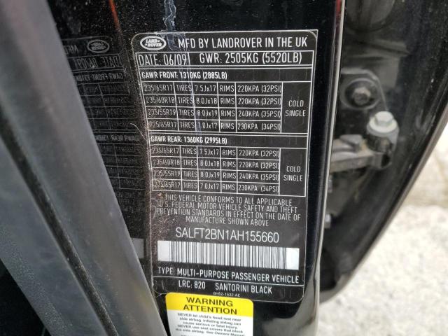 SALFT2BN1AH155660 - 2010 LAND ROVER LR2 HSE TECHNOLOGY BLACK photo 13