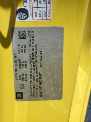 1G1FE1R72H0208287 - 2017 CHEVROLET CAMARO SS YELLOW photo 12