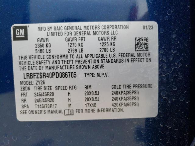 LRBFZSR40PD086705 - 2023 BUICK ENVISION AVENIR BLUE photo 12