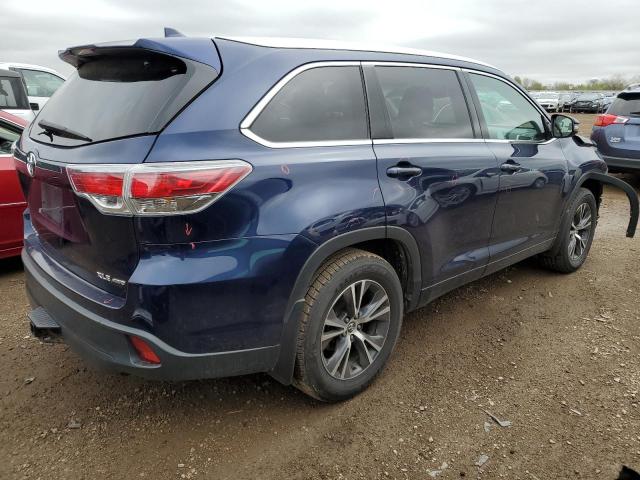 5TDJKRFH6GS246705 - 2016 TOYOTA HIGHLANDER XLE BLUE photo 3