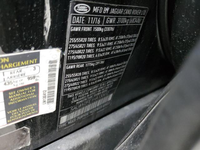 SALWV2FE1HA130412 - 2017 LAND ROVER RANGE ROVE AUTOBIOGRAPHY BLACK photo 13