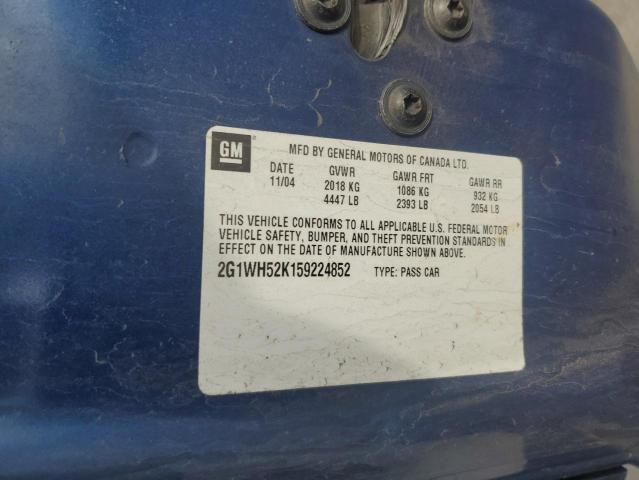 2G1WH52K159224852 - 2005 CHEVROLET IMPALA LS BLUE photo 12