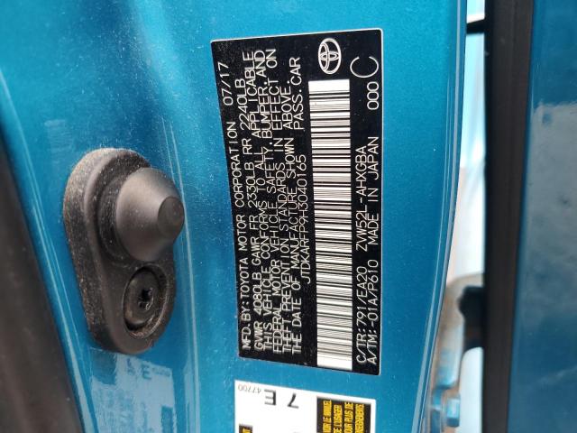 JTDKARFP9H3040165 - 2017 TOYOTA PRIUS PRIM Синій фото 13