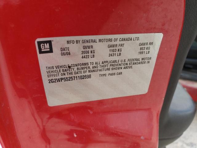 2G2WP552571102698 - 2007 PONTIAC GRAND PRIX 红色 照片 12