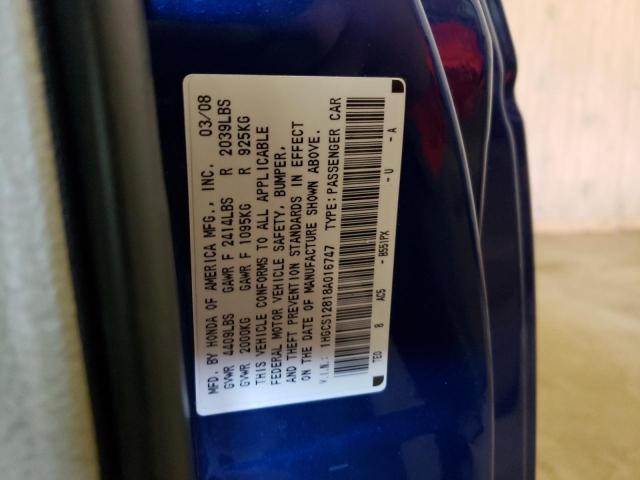 1HGCS12818A016747 - 2008 HONDA ACCORD EXL BLUE photo 12