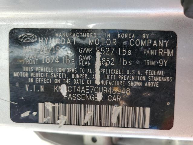 KMHCT4AE7GU948948 - 2016 HYUNDAI ACCENT SE SILVER photo 12