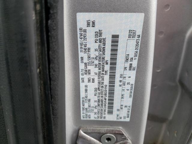 1FMCU9GX4FUB33110 - 2015 FORD ESCAPE SE SILVER photo 13