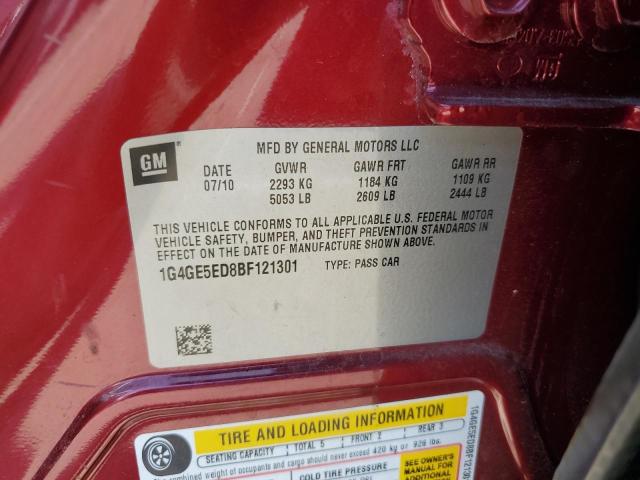 1G4GE5ED8BF121301 - 2011 BUICK LACROSSE CXS RED photo 12