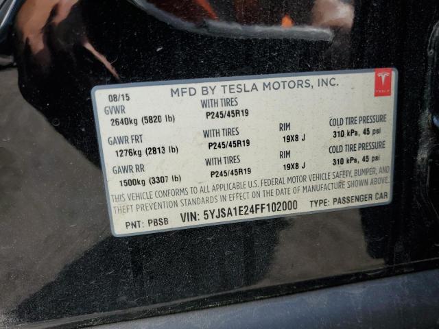 5YJSA1E24FF102000 - 2015 TESLA MODEL S Մոխրագույն լուսանկար 12