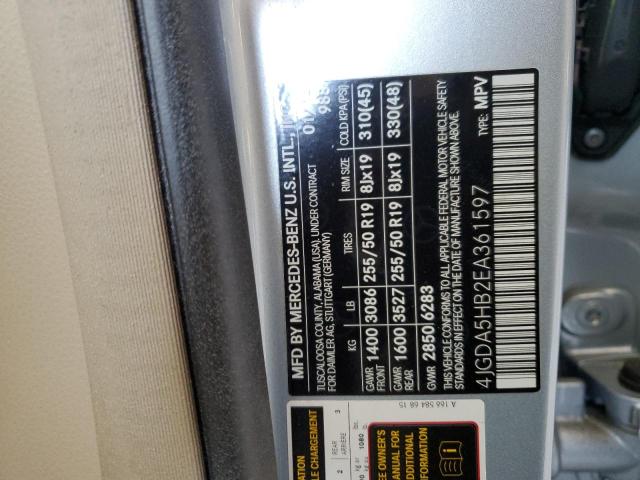 4JGDA5HB2EA361597 - 2014 MERCEDES-BENZ ML 350 4MATIC SILVER photo 13