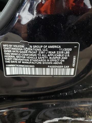 1VWMA7A36MC002983 - 2021 VOLKSWAGEN PASSAT R-LINE ნაცრისფერი ფოტო 12