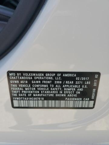 1VWDT7A31HC057518 - 2017 VOLKSWAGEN PASSAT R-LINE Ağ foto 12