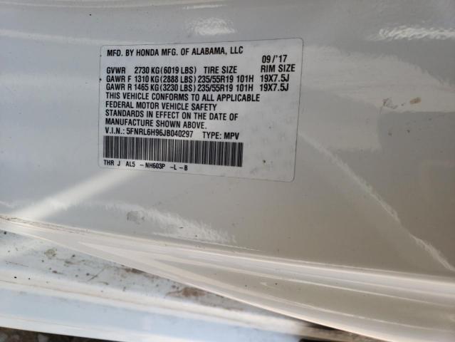 5FNRL6H96JB040297 - 2018 HONDA ODYSSEY ELITE Blanco foto 13