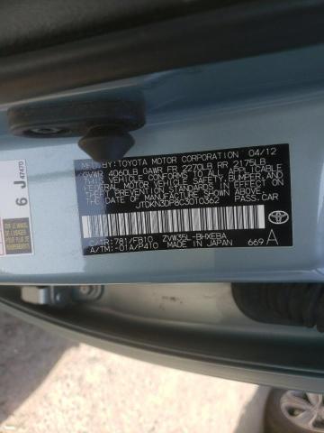 JTDKN3DP8C3010362 - 2012 TOYOTA PRIUS PLUG TURQUOISE photo 13