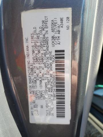 5TBRT34192S298818 - 2002 TOYOTA TUNDRA ACCESS CAB ნაცრისფერი ფოტო 12