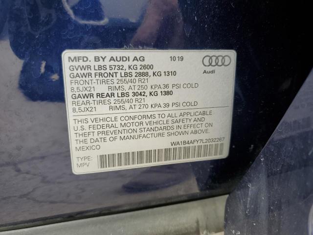 WA1B4AFY7L2032267 - 2020 AUDI SQ5 PREMIUM PLUS BLUE photo 12