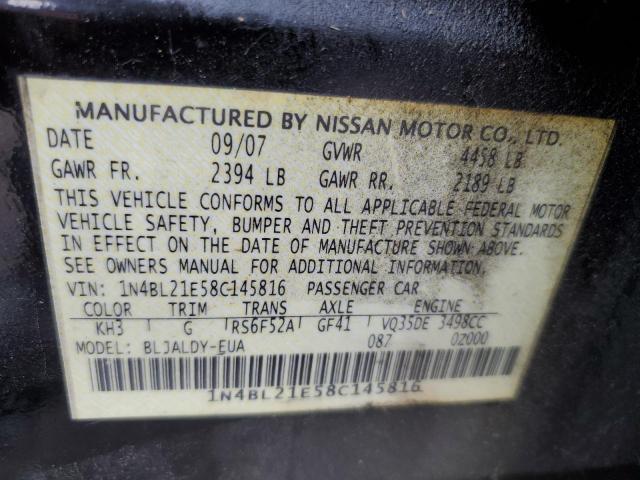 1N4BL21E58C145816 - 2008 NISSAN ALTIMA 3.5SE BLACK photo 13