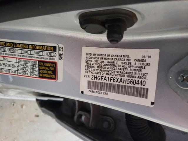 2HGFA1F6XAH560440 - 2010 HONDA CIVIC LX-S Gümüş foto 13