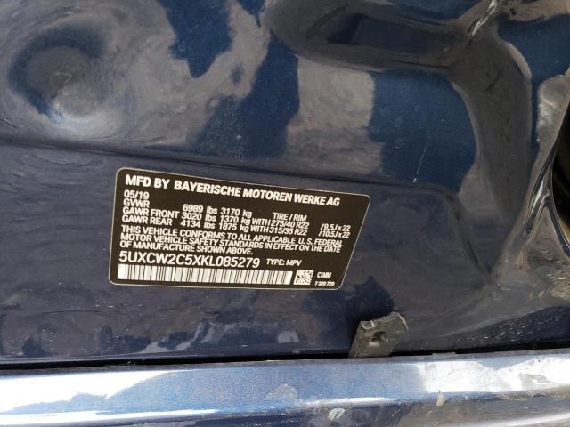 5UXCW2C5XKL085279 - 2019 BMW X7 XDRIVE40I BLUE photo 14