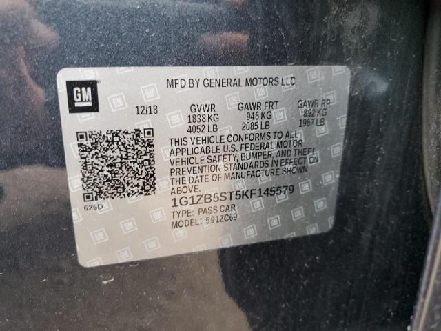 1G1ZB5ST5KF145579 - 2019 CHEVROLET MALIBU LS CHARCOAL photo 12