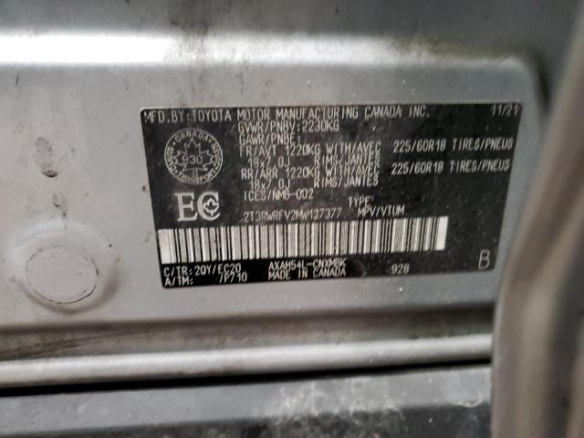 2T3RWRFV2MW127377 - 2021 TOYOTA RAV4 XLE 灰色 照片 14