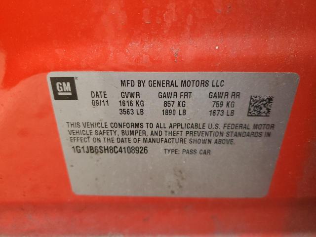 1G1JB6SH8C4108926 - 2012 CHEVROLET SONIC LS ნარინჯისფერი ფოტო 12